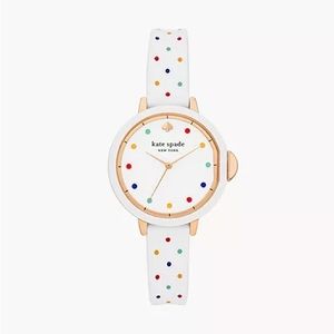 Kate Spade New York park row three-hand white multi-dot silicone watch - KSW1755